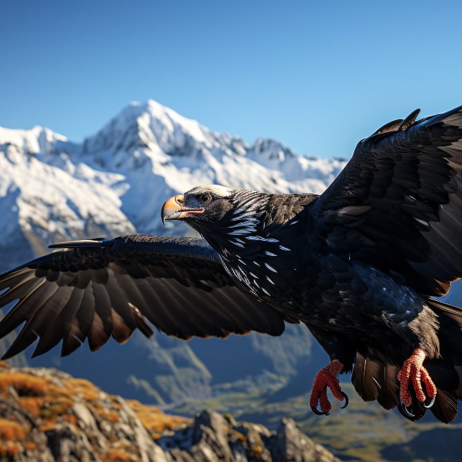 Agila volando sobre un paisaje de montañas